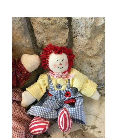 Pair Lot of 2 Raggedy Andy Dolls 12" & 8" - Picture 3 of 8